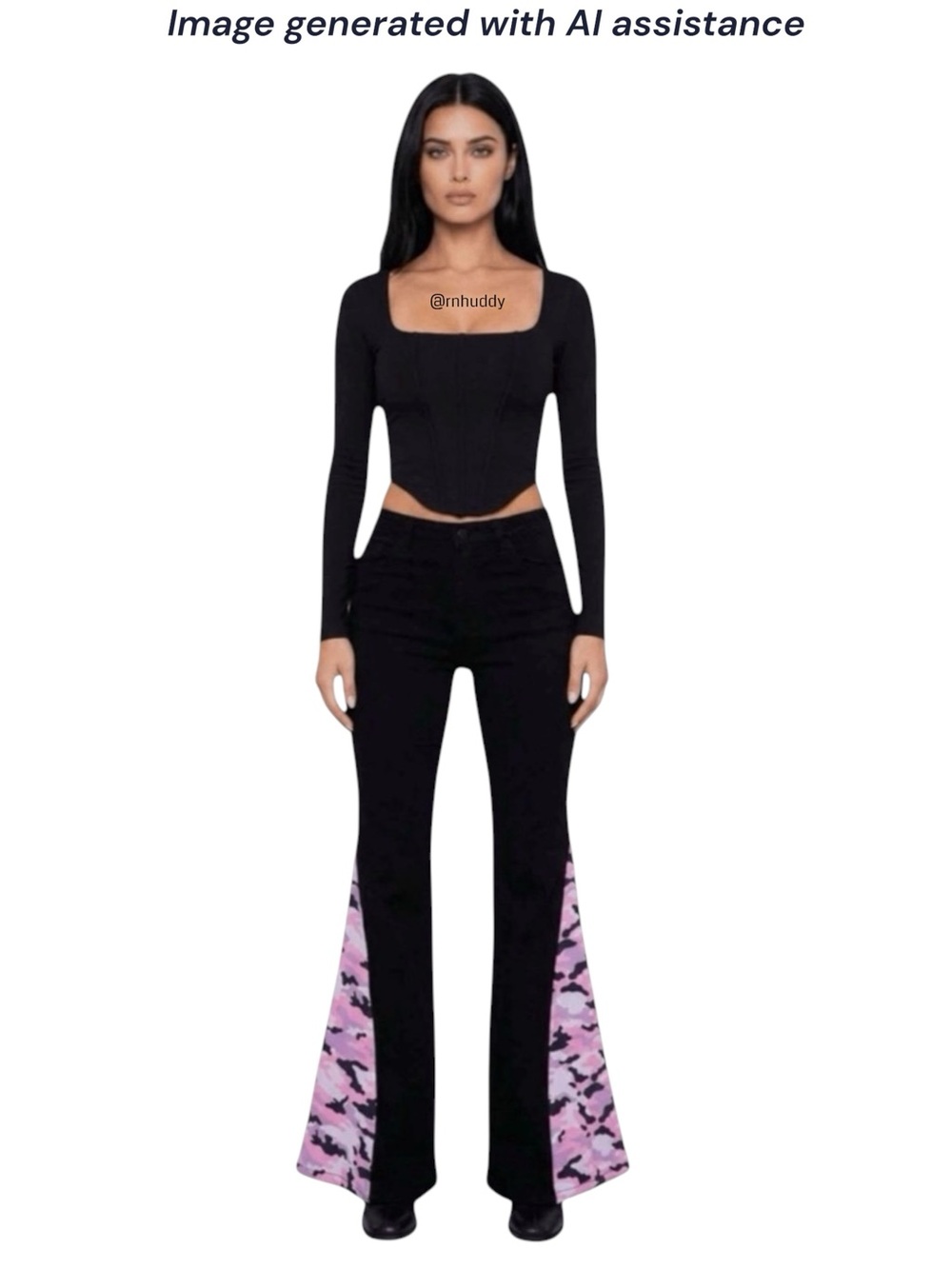 NWT Dolls Kill Sugar Thrillz XS black pink camo super flare pants